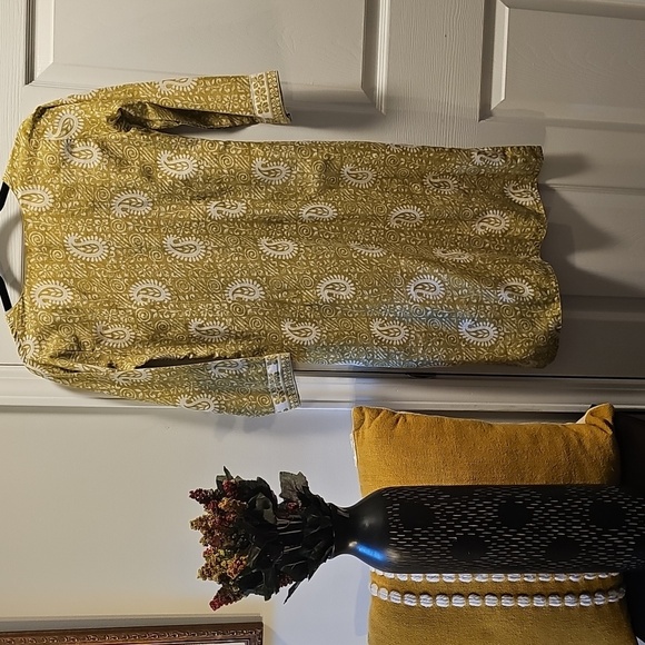 Indo Cotton Tunic/Dress, Paisley Print Sequined - Picture 5 of 15